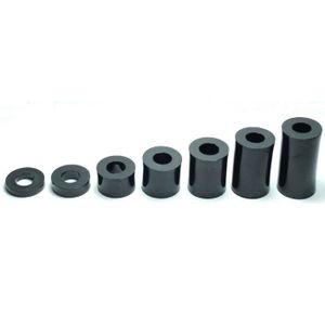 Lot de 12 entretoises en nylon noir M6 x 15 mm.