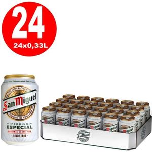 BIERE 24 canettes de 0,33 L San Miguel Especial Lager Espagnole 5% Vol, dépôt inclus - jetable