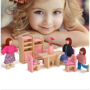 MAISON POUPÉE Miniature Jouet en Bois Meubles pour Maison de Poupée Dollhouse Ensemble de Meubles de Salle à Manger en Bois