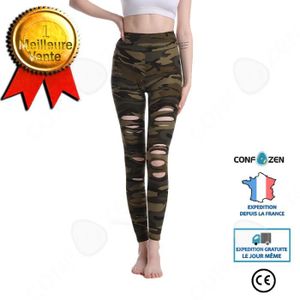 PANTALON DE SPORT CONFO® Pantalon de Yoga - Vert Camouflage - Taille L - Respirant - Fitness