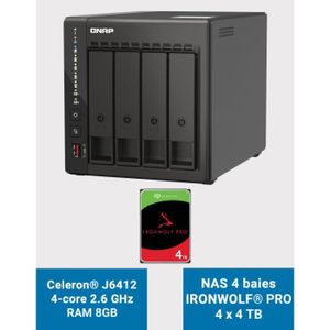 SERVEUR STOCKAGE - NAS  QNAP TS-453E 8GB Serveur NAS 4 baies IRONWOLF PRO 