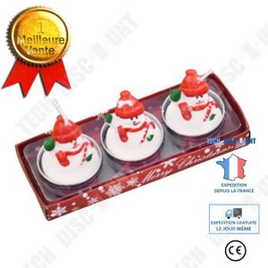 Décors de table TD® Lot 3 bougies de Noël avec Père Noël bonhomme 