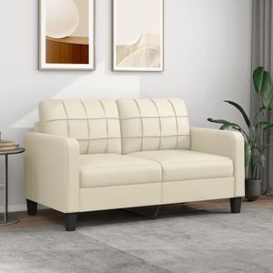 CANAPÉ FIXE Divan - Sofa Moderne Canapé à 2 places - Crème 140 cm Similicuir 23,8Kg, FR2023