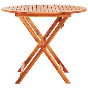 TABLE DE JARDIN  Table de jardin pliable - VIDAXL - Ø90x75 cm - Bois d'eucalyptus massif - Marron - Rond