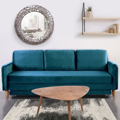 Canape 3 Places Convertible Flixo Velours Bleu Achat Vente