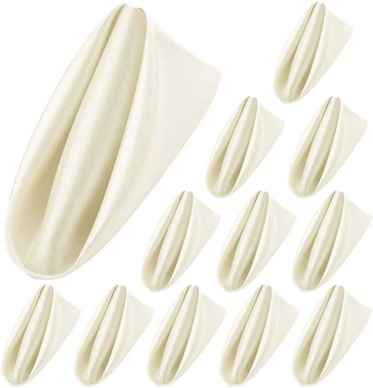 12 Serviettes De Table En Satin 43x43cm - Réutilisables, Lavables - Pour Mariage, Fête, Maison (Vert)