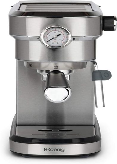 Macchina Espresso H.Koenig EXP820 - 20 Bar, Acciaio Inox, Thermoblock, Schiumatore Latte, 1350W