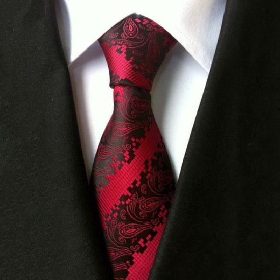 CRAVATE Homme - Cravate business en tissu jacquard fashion style 3 - noir FZ™