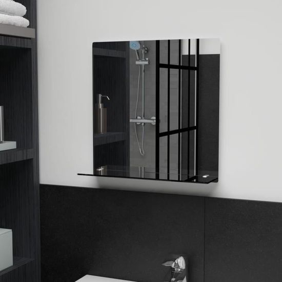 Miroir mural salle de bain avec étagère - MIROIR SALLE DE BAIN - style moderne - 40x40 cm - Verre trempé