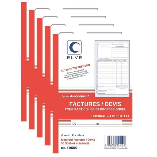Lot De 5 Manifolds ACHAT Pour Micro-Entrepreneurs - Format A4 40 Feuilles Duplicata - 4