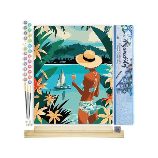 Kit Peinture Par Numéros Pour Adulte KEYIFA - Paysage, Toile 30x40 Cm, Peinture Acrylique Et Pinceaux Inclus, Décoration Maison