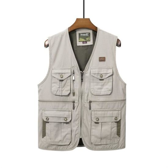 Gilet De Pêche LL Bean PFG Homme – Taille XL – Beige – Multi Poches – Occasion Parfait État