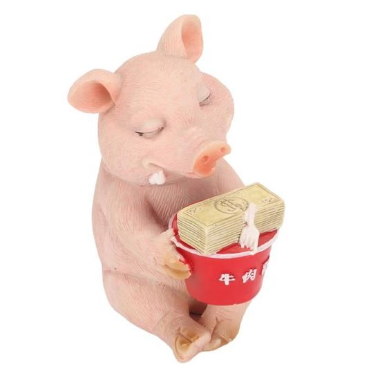Ancienne Figurine Déco Cochon - Matière Bois / Résine - Vintage