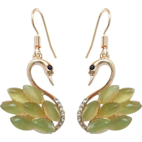 Boucles D'oreilles Pendantes Goutte Vintage – Strass Opale Simulé, Ton Or (occasion)