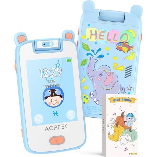 AGPTEK – Téléphone Jouet Enfant 2.8″ Tactile, Appareil Photo, MP3, 12 Jeux, Enregistreur, 700 MAh, Rose, 3-6 Ans