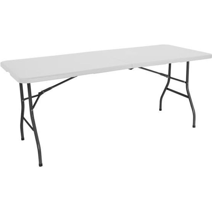 Table De Camping Pliable 180x70x74 Cm - Table Extérieur Jardin Avec Poignée De Transport - 5