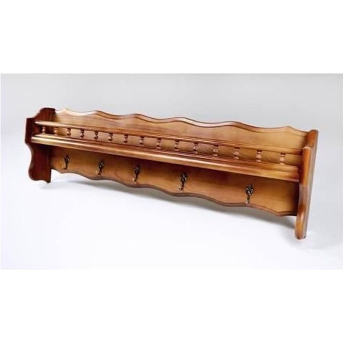 Porte casseroles bois balustres et crochets fleur de lys Miel