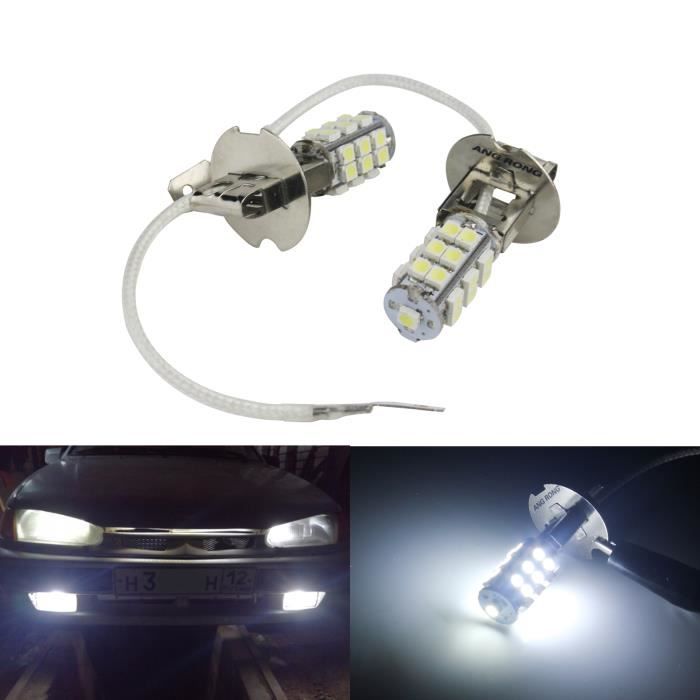 2x H3 25 SMD LED Anti Brouillard Ampoule Feux Jour Lampe Avant DRL Blanc 12V DC