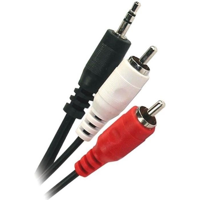 APM Cordon Jack - 3,5mm/2 RCA - Stéréo Mâle/Mâle - Noir - 1,5m