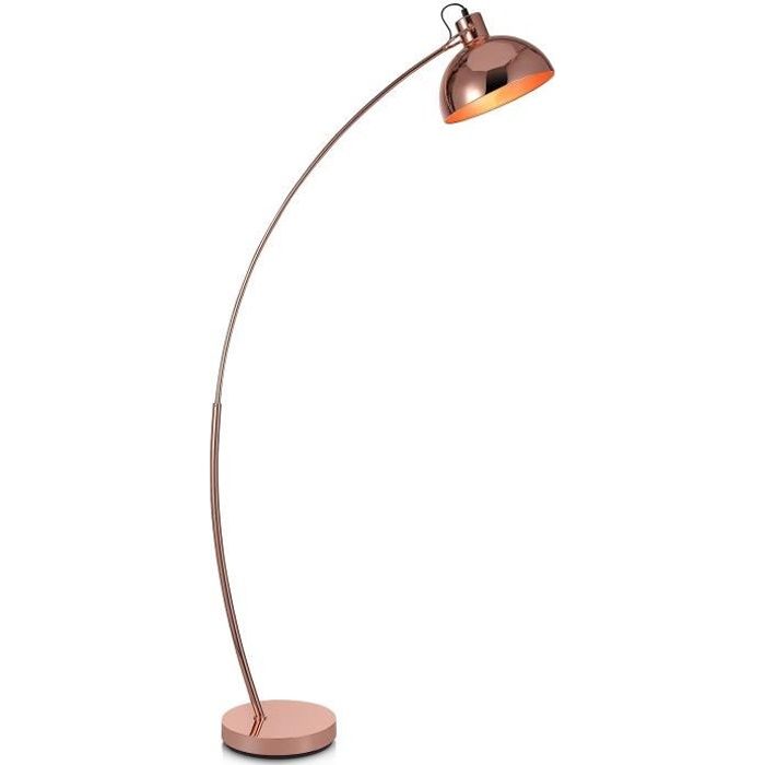 Lampadaire arc en métal avec pied et abat-jour rose doré Versanora Arco VN-L00025-EU