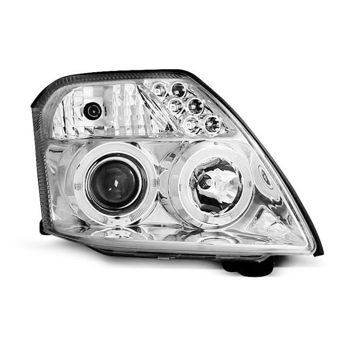 Paire de feux phares Citroen C2 03-10 angel eyes chrome (I07)