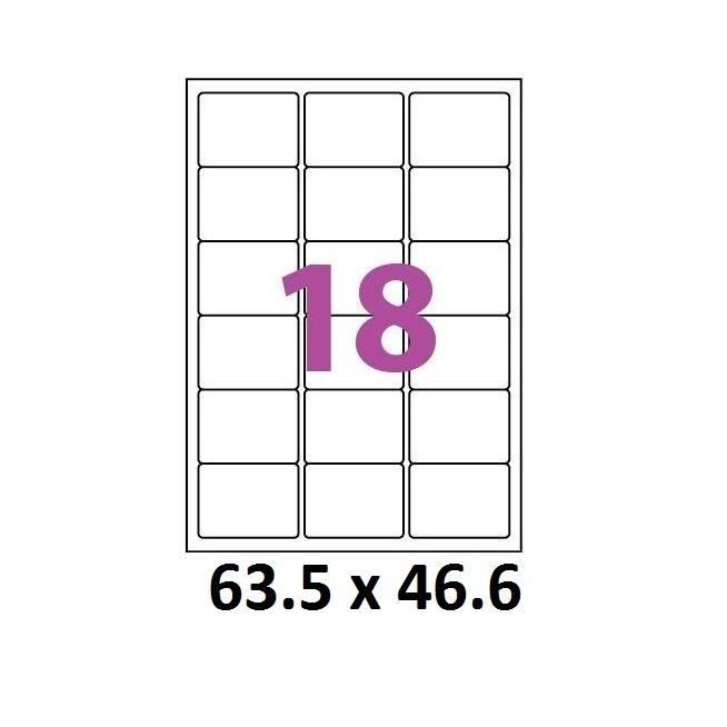 50 planches de 18 = 9000 étiquettes 63,5 x 46,6 mm