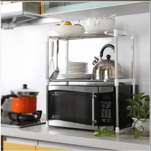 support de Four à Micro-Ondes télescopique,support de stockage de cuisine d'acier inoxydable