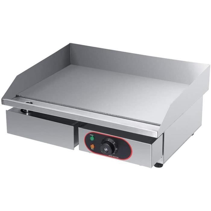 Plancha de Table Electrique en Inox, Plancha Electrique Professionnelle Plaque Chauffante Electrique Commerciale pour BBQ Gril Viand