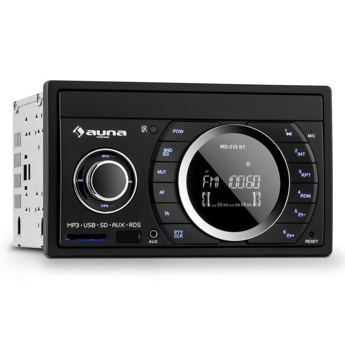 auna MD-210 BT - Autoradio Bluetooth avec tuner FM RDS, ports USB et SD pour lecture MP3 (entrée AUX, 2 DIN, 4 x 75W)