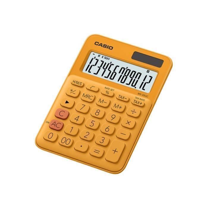 Casio MS-20UC Calculatrice de bureau 12 chiffres panneau solaire, pile orange
