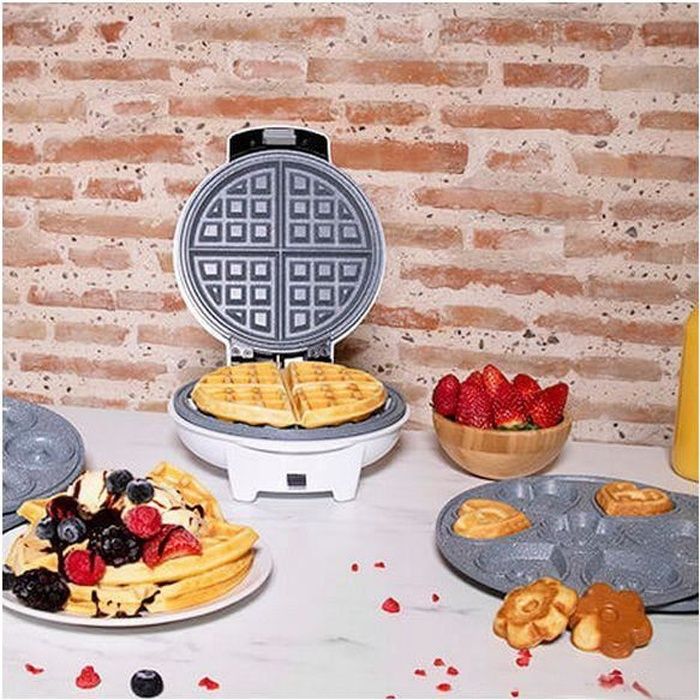 Cecotec Gaufrier Fun Gofrestone 3in1. Revêtement Antiadhérent RockStone, 3 Plaques interchangeables (Gaufres, Donuth, Muffins) convi