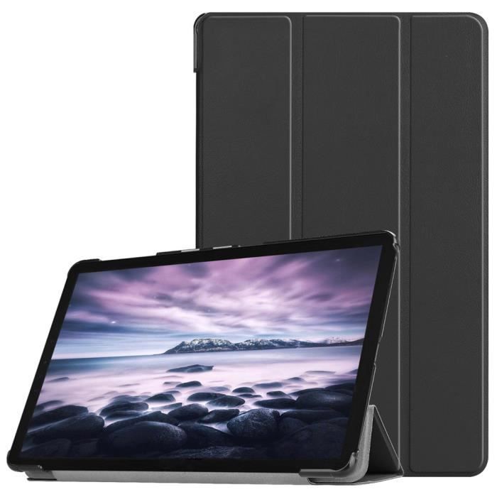 Coque Pour Samsung Galaxy Tab A 10.5 SM-T590 T595 avec Support et Auto Sommeil/Réveil Automatique Tablette Etui Housse Noir