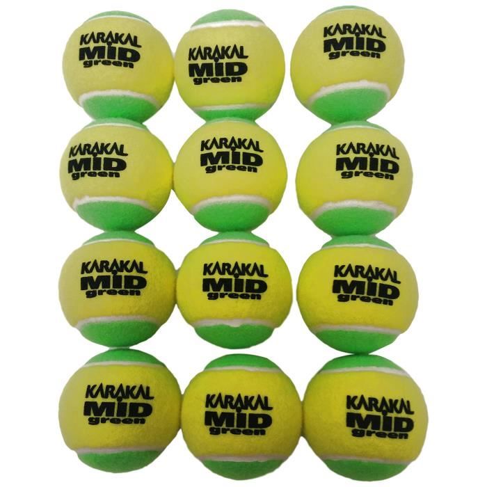Karakal Unisexe Vert Moyen Balles de Tennis de Faible Compression, Sac DE 12, Vert-Vert