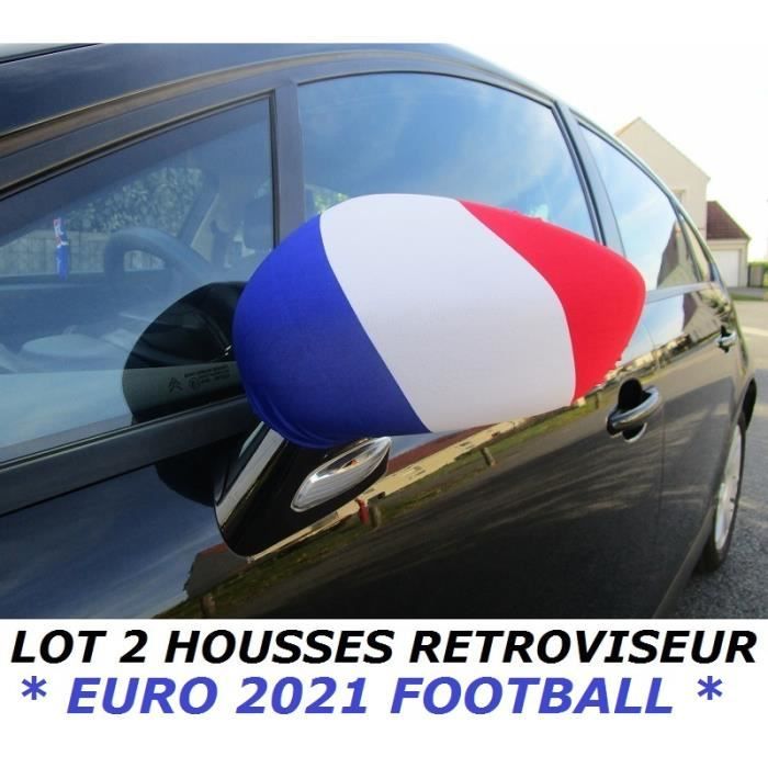 * EURO 2021 * PACK 2 HOUSSES RETROVISEUR VOITURE DRAPEAU FRANCE FRANCAIS no Maillot Écharpe Fanion ...