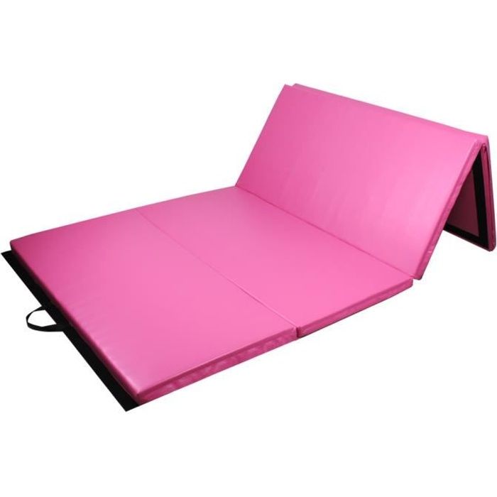 PRISP - Tapis de Sol 240cm pour Gymnastique et Fitness - Matelas de Gym Épais de Pliable pour la Maison - 240 x 120 x 5 cm - Rose