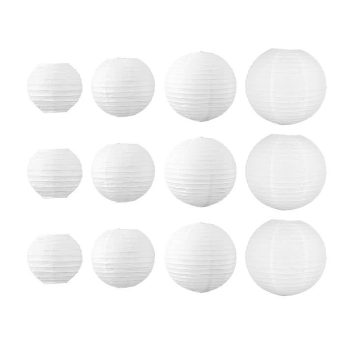 SkyLantern Lot de 12 Boules Japonaises 15/20/25/30cm 10 Blanc