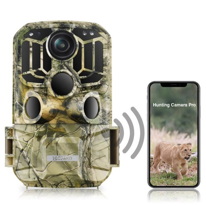 TOGUARD H80 Caméra de chasse 20 MP 1296P WIFI Trail caméra avec 2'' écran 42*850nm LEDs 3 capteurs IR Vision Nocturne 8 piles IP66