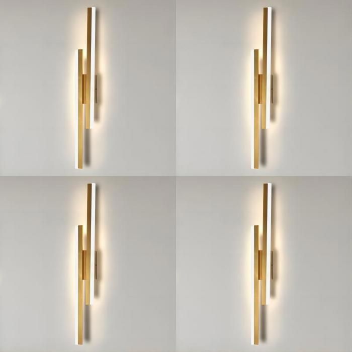 WOTTES Applique Murale Intérieure LED Créative Longue Parallèle Lampe Moderne Lumière Chaude Acrylique Luminaire Or 4pcs Salon