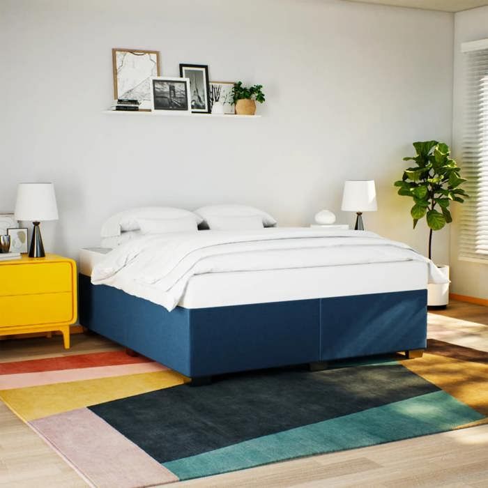vidaXL Cadre de lit sans matelas bleu 200x200 cm tissu 3284505