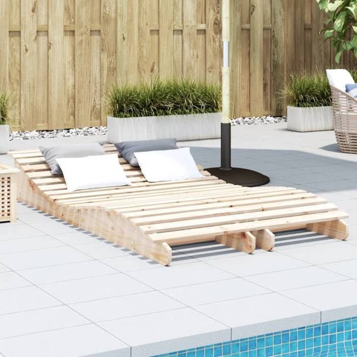SALE 2025Transat/Chaises longues - lot de 2 - 205x60x31 5cm - Bois massif de pin - 205x60x31 5 cm 30 Kg 2974