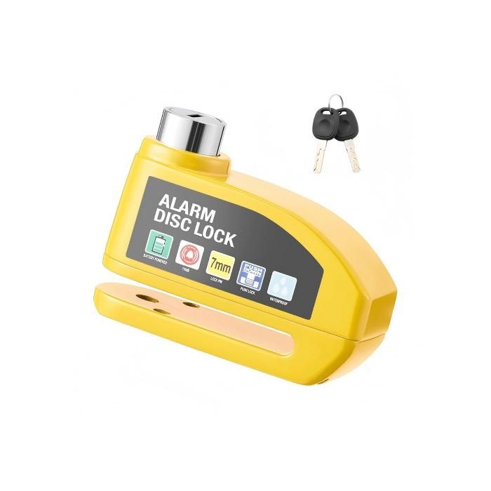Antivol Bloc-disque De Frein Avec Alarme Pour Moto Et Scooter, Jaune