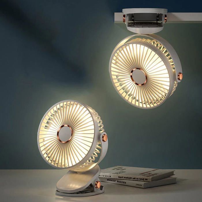 Ventilateur ventilateur de bureau suspendu pince rechargeable ventilateur pince portable rotatif 360 blanc YYV - Yyv