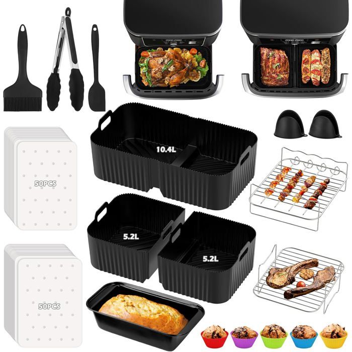 Lot De 2 Moules à Gaufres En Silicone Pour Friteuse à Air Ninja - Compatible AF300EU, AF400EU, AF451EU, Etc. - Sans BPA