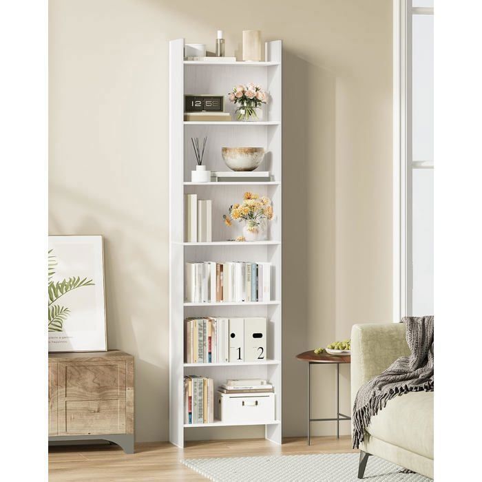 Bibliothèque Étagère de Rangement 7 Niveaux Meuble Cube pour Salon Bureau Chambre Style Scandinave Blanc