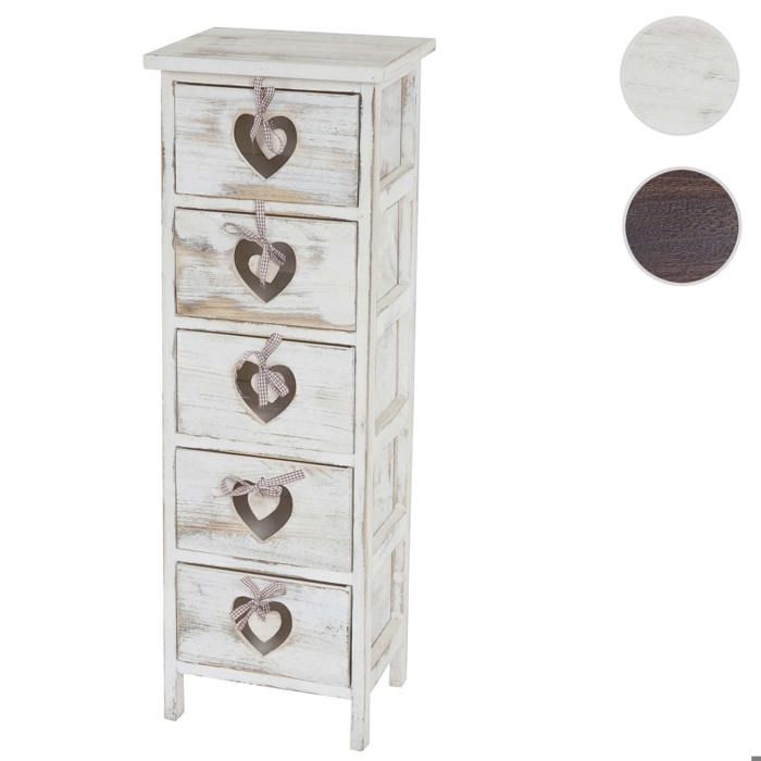 Commode / table dappoint Forli / armoire 5 tiroirs 86x29x25cm shabby vintage ~ blanc Commode / table dappoint Forli / armoire 5 tiroirs 86x29x25cm shabby vintage ~ blanc