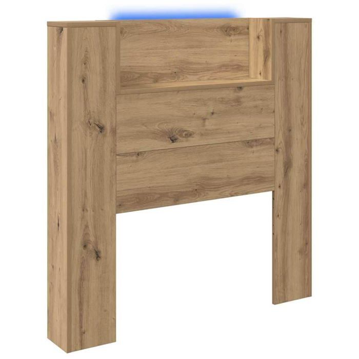 Tête de lit moderne avec étagère et LED - vidaXL - Chêne artisanal - Bois dingénierie - 100x15x1035 cm