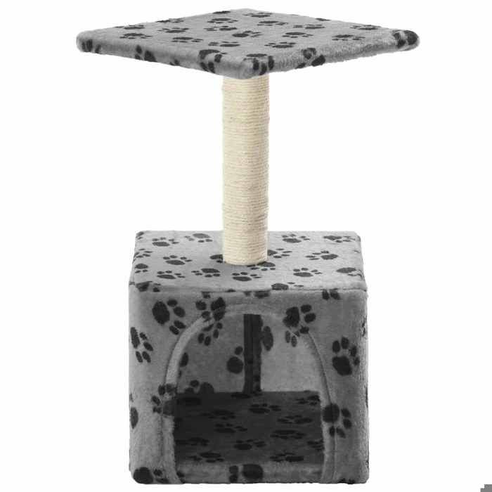 Elégant Jouets pour chatsArbre à GrimperMaison/Arbre à chat avec griffoirs en sisal 55cm Gris Motif de pattes &0_2562800
