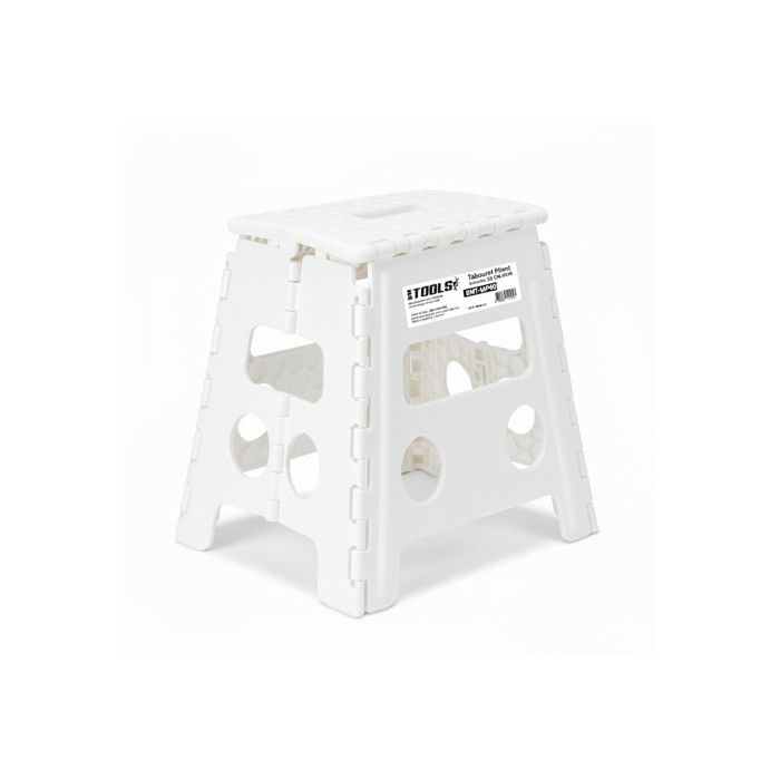 Tabouret Pliant Blanc 40cm Marchepied Pied Pliable BM TOOLS BMT-MP40-BLANC 150kg Capacité Léger et Compact pour Adulte/Enfant