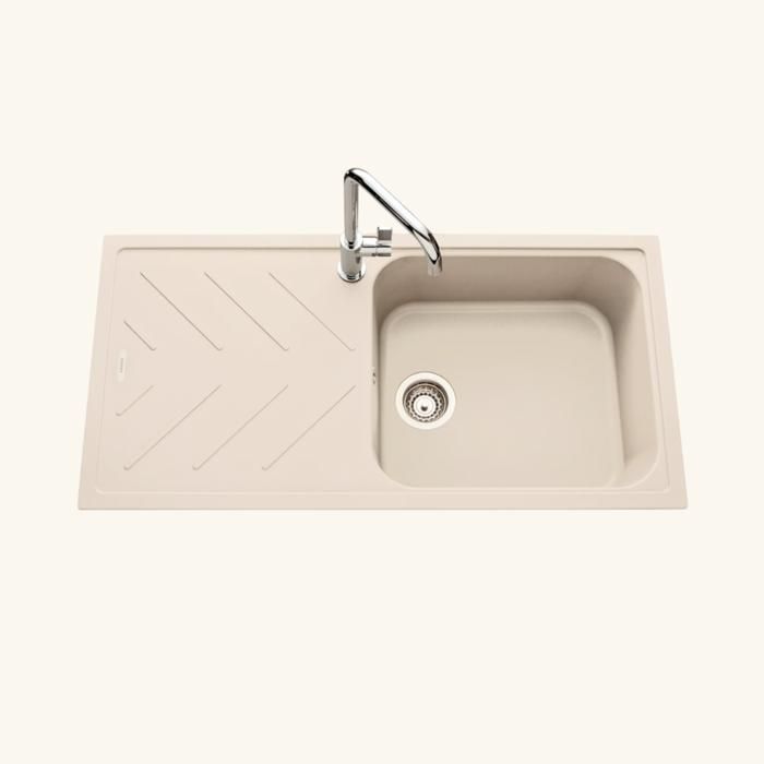 Évier granit beige Luisina ARPEGE 1 grand bac 1 égouttoir 500x1000