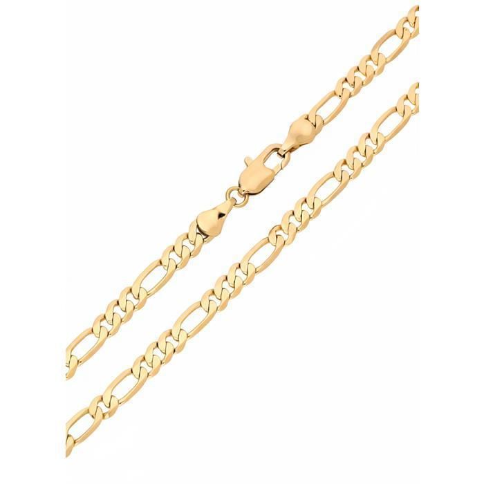 Chaîne de Cou - Maille Triple - Figaro - 70 cm - Plaqué Or Jaune 750/1000 - Largeur 4.2 mm - Homme